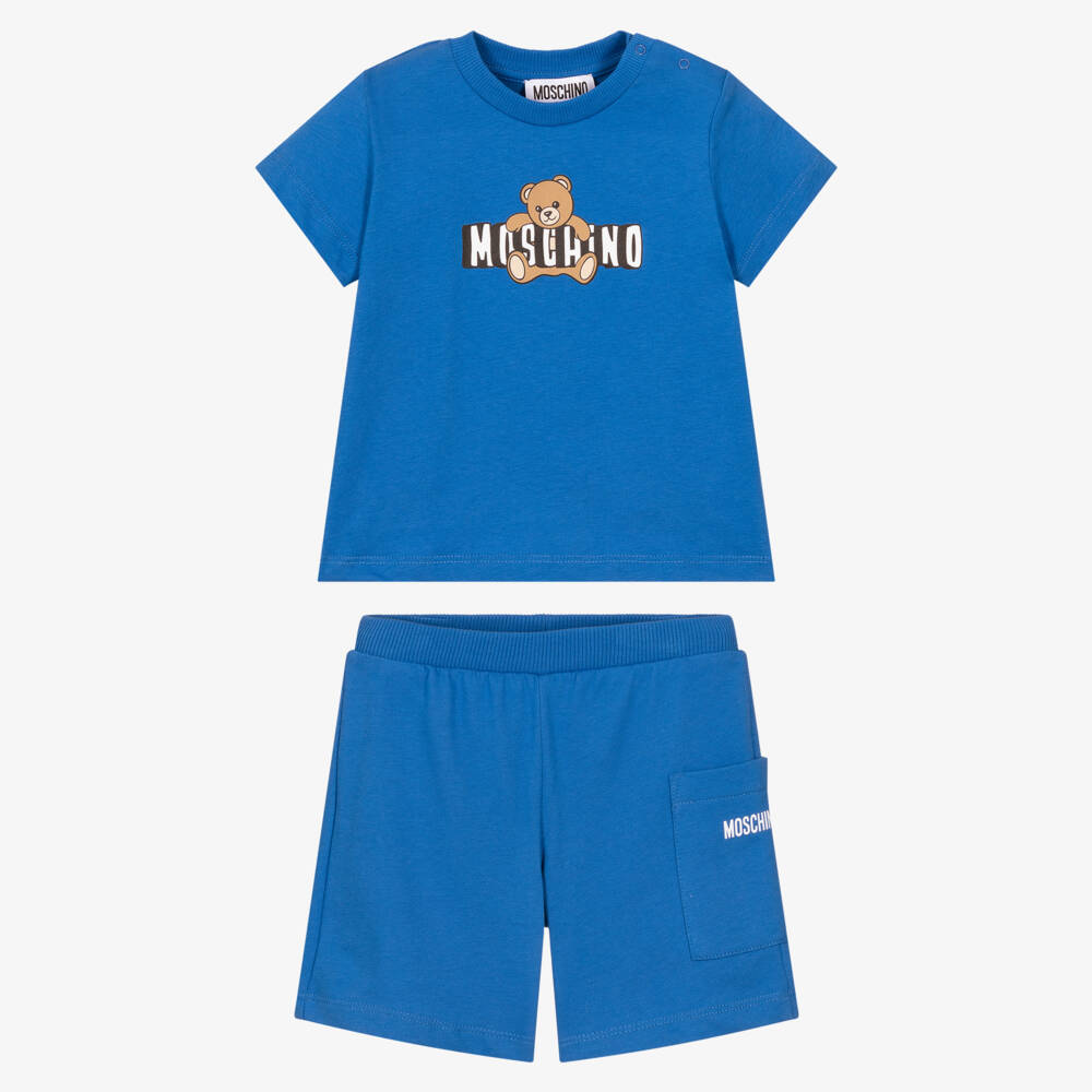 Moschino-Bright Blue Cotton Moschino Teddy Bear Shorts Set | Childrensalon