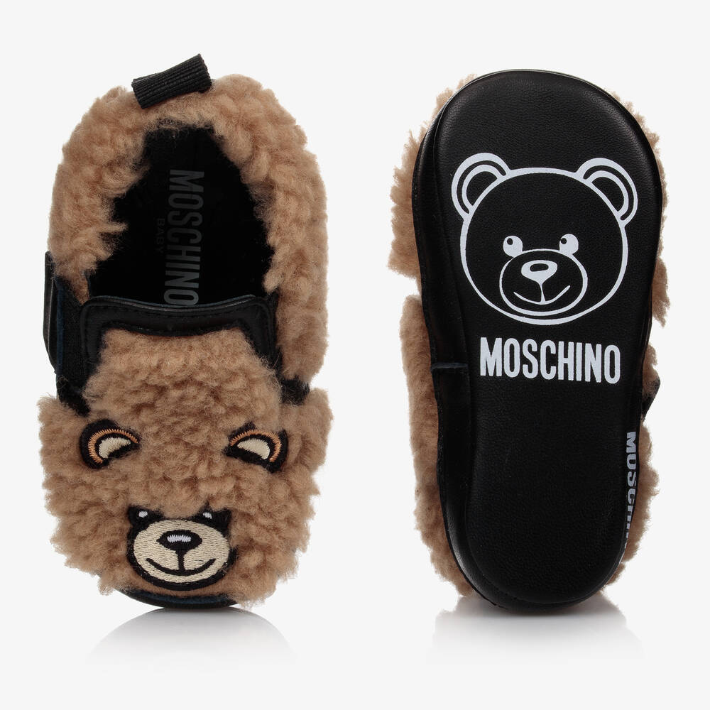 Moschino Baby-Brown & Black Teddy Baby Shoes | Childrensalon