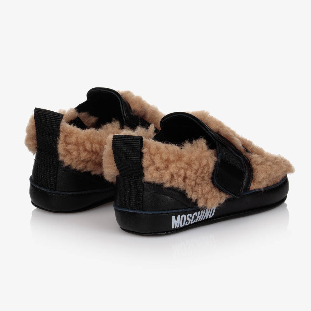 Moschino Baby-Brown & Black Teddy Baby Shoes | Childrensalon