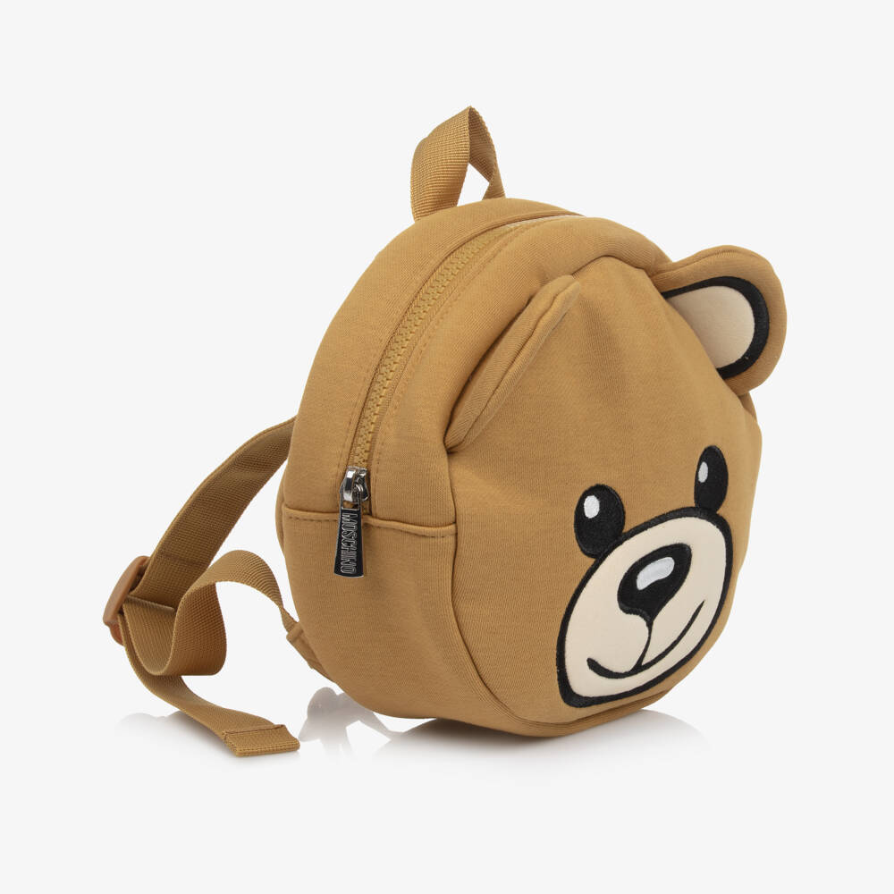 Moschino-Brown Jersey Teddy Bear Backpack (20cm) | Childrensalon