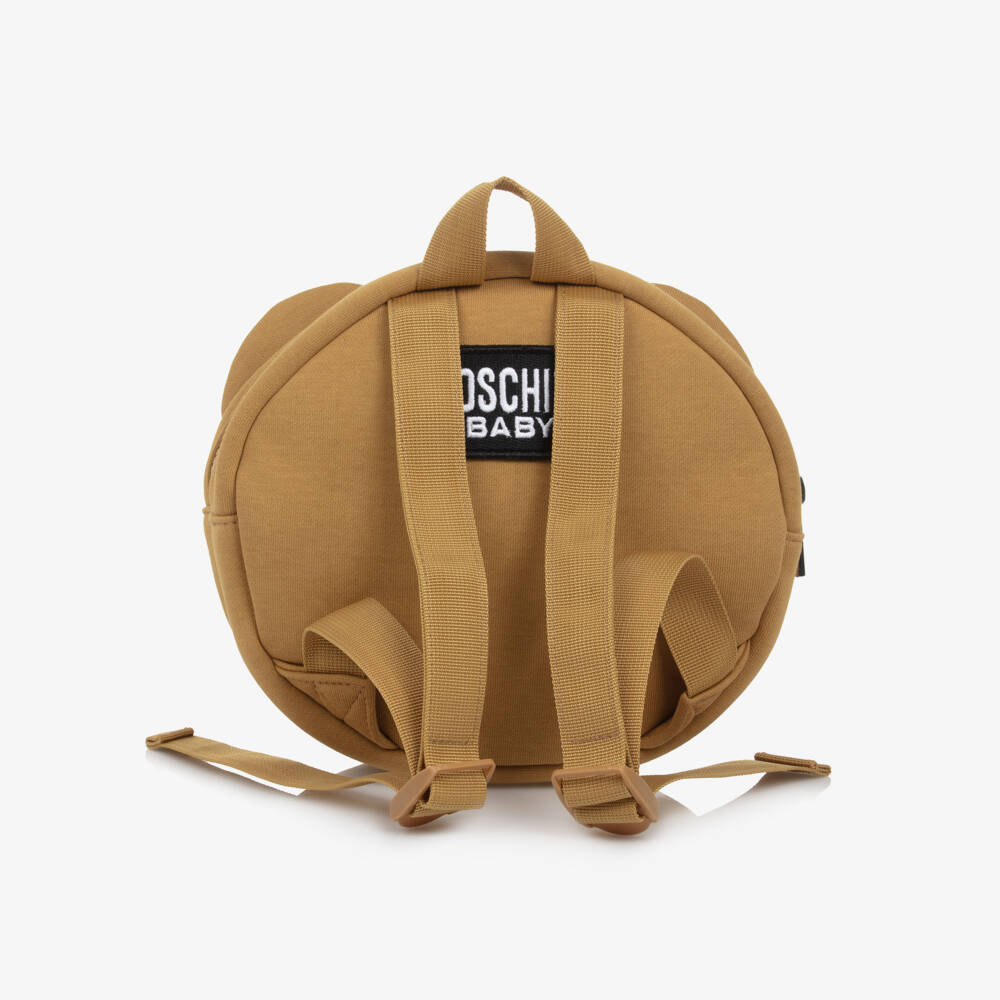 Moschino-Brown Jersey Teddy Bear Backpack (20cm) | Childrensalon