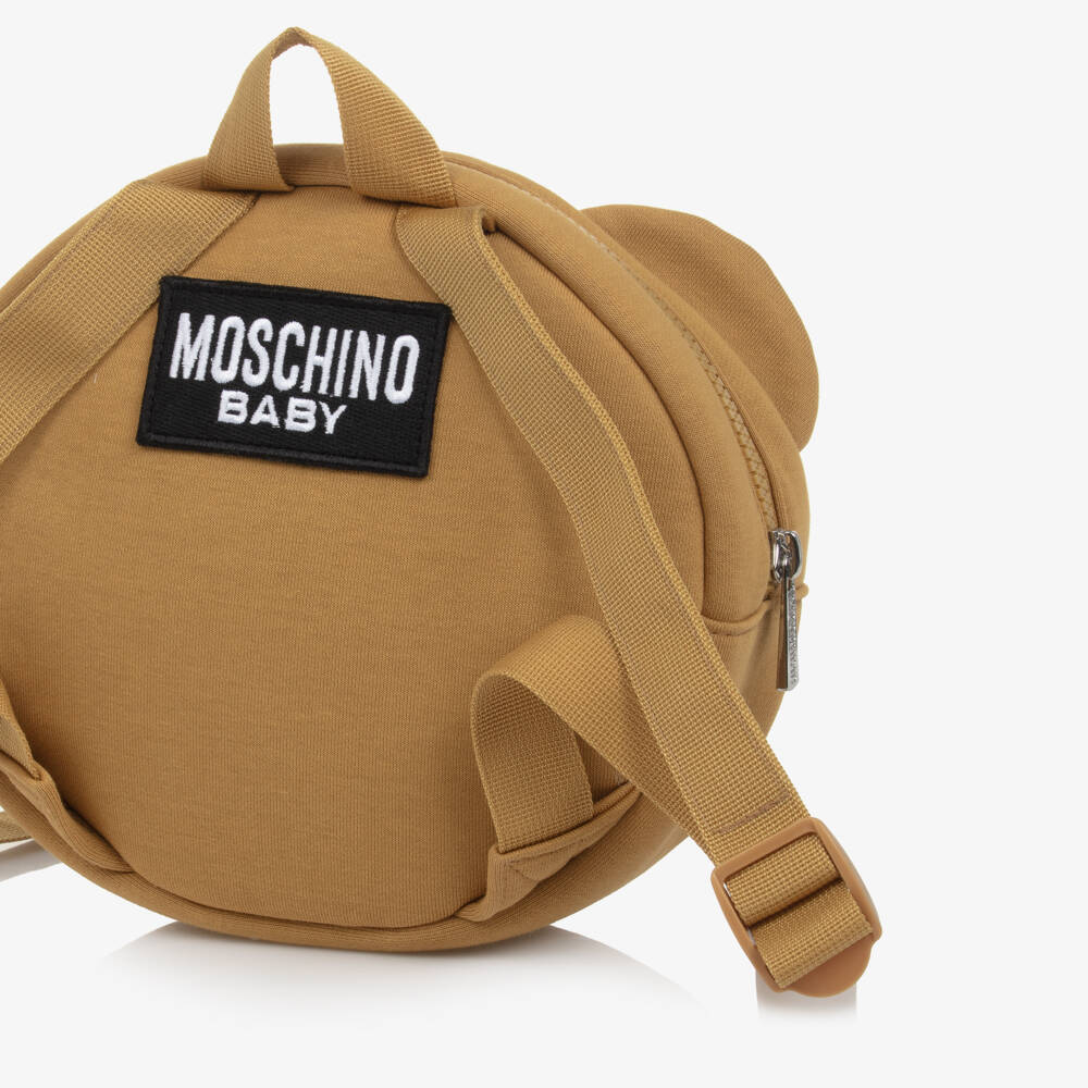 Moschino-Brown Jersey Teddy Bear Backpack (20cm) | Childrensalon