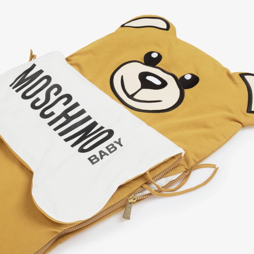 Moschino-Brown Teddy Bear Cotton Jersey Nest (80cm) | Childrensalon