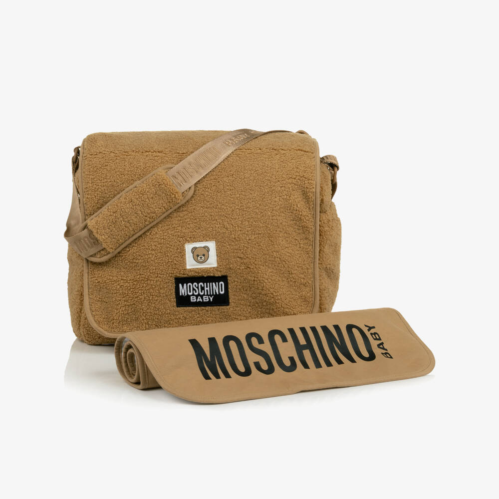 Moschino-Caramel Brown Teddy Changing Bag (38cm) | Childrensalon