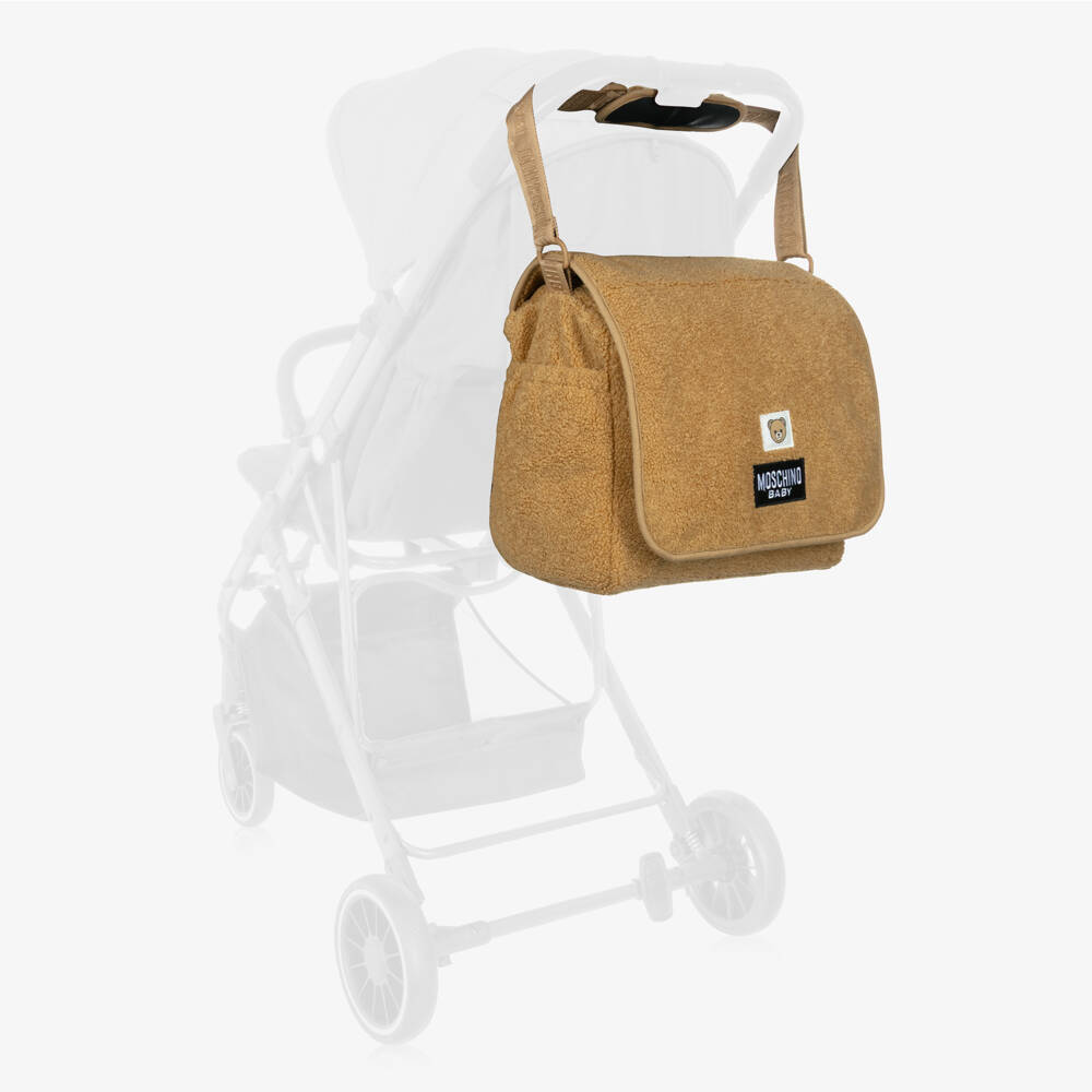 Moschino-Caramel Brown Teddy Changing Bag (38cm) | Childrensalon