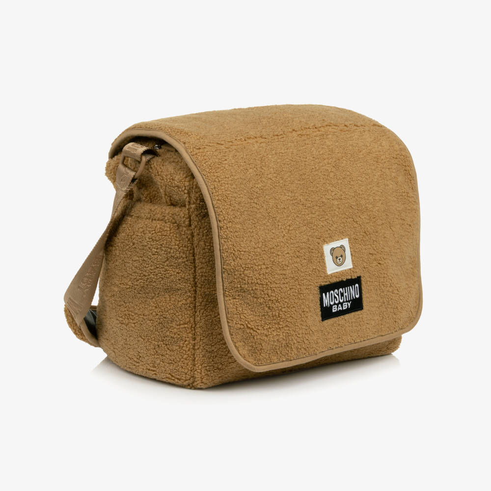 Moschino-Caramel Brown Teddy Changing Bag (38cm) | Childrensalon