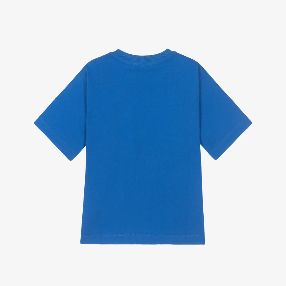 Moschino-Cobalt Blue Cotton Piqué Teddy Bear T-Shirt | Childrensalon