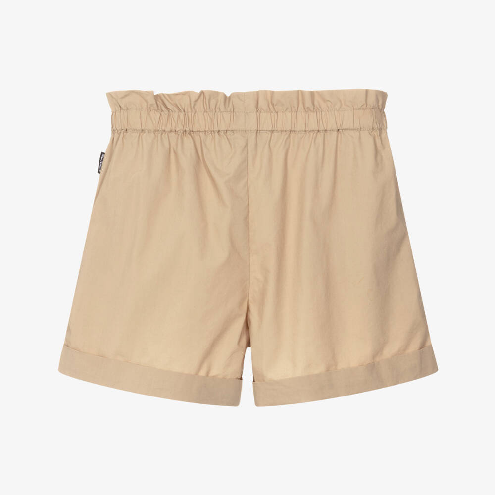 Moschino-Girls Beige Poplin Shorts with Teddy Bear Patch | Childrensalon