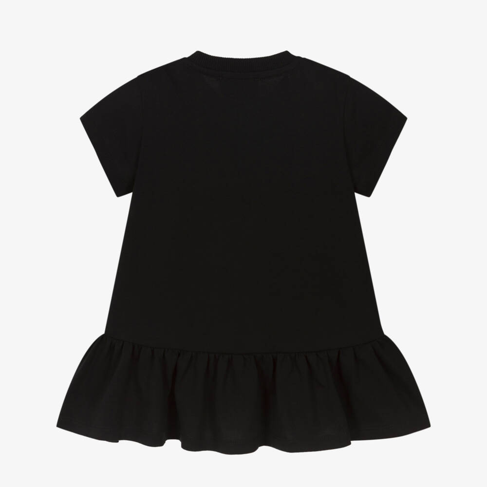 Moschino-فستان قطن بشعار قلب ودب تيدي لون أسود للبنات | Childrensalon