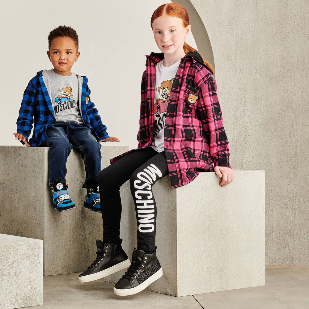 Moschino Kid-Teen-Girls Black Cotton Leggings | Childrensalon