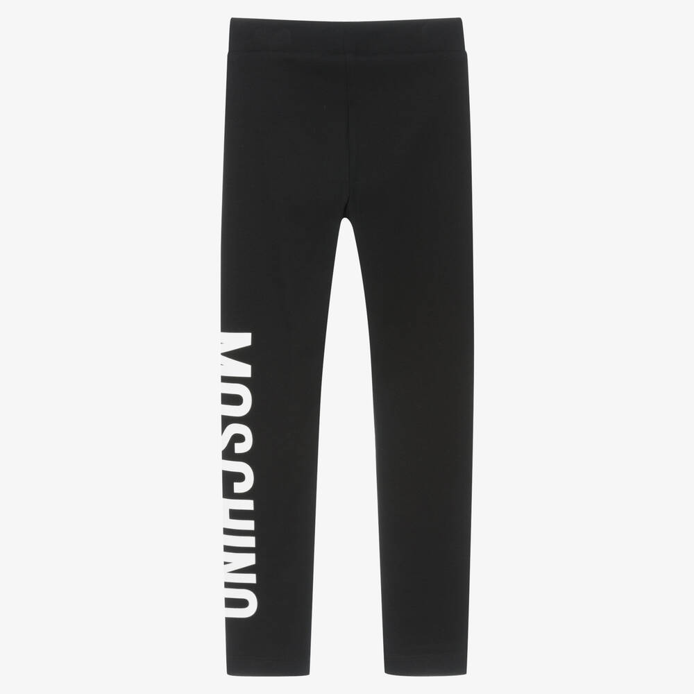 Moschino Kid-Teen-Girls Black Cotton Leggings | Childrensalon