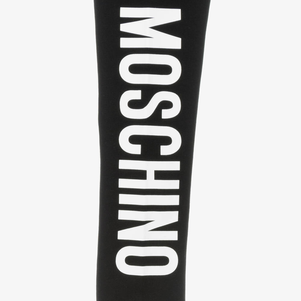 Moschino Kid-Teen-Girls Black Cotton Leggings | Childrensalon