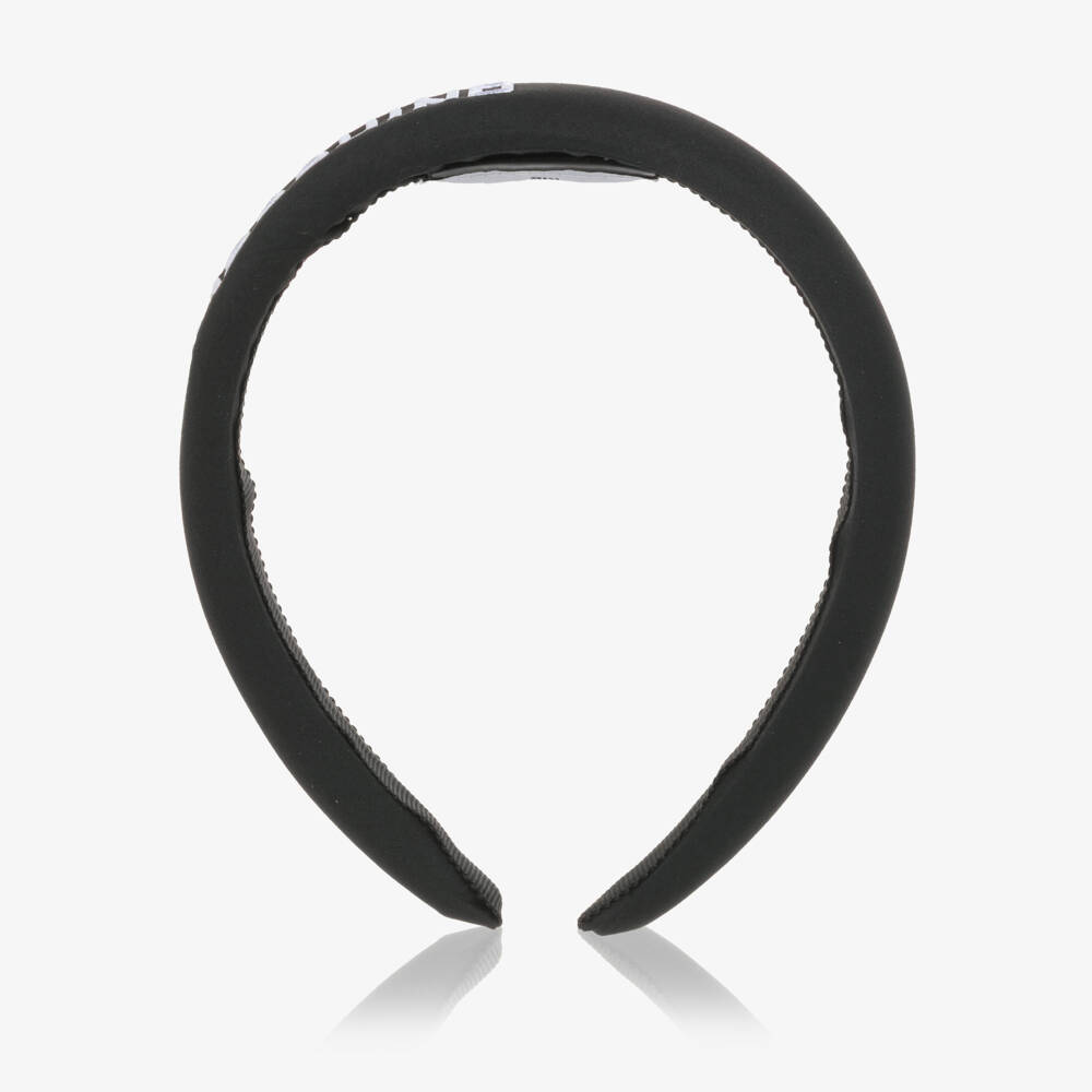 Moschino-Girls Black Cotton Padded Logo Hairband | Childrensalon