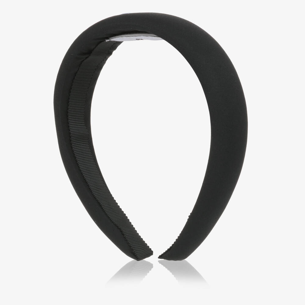 Moschino-Girls Black Cotton Padded Logo Hairband | Childrensalon