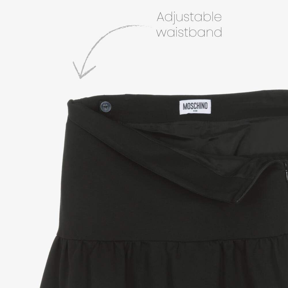 Moschino-Юбка черная из миланского трикотажа с медвежонком для девочек | Childrensalon