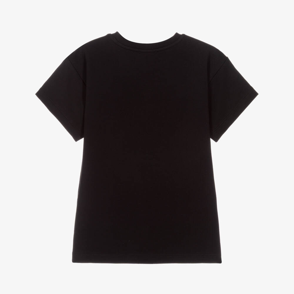 Moschino-Girls Black Sweatshirt Dress with Embroidered Teddy Bear | Childrensalon