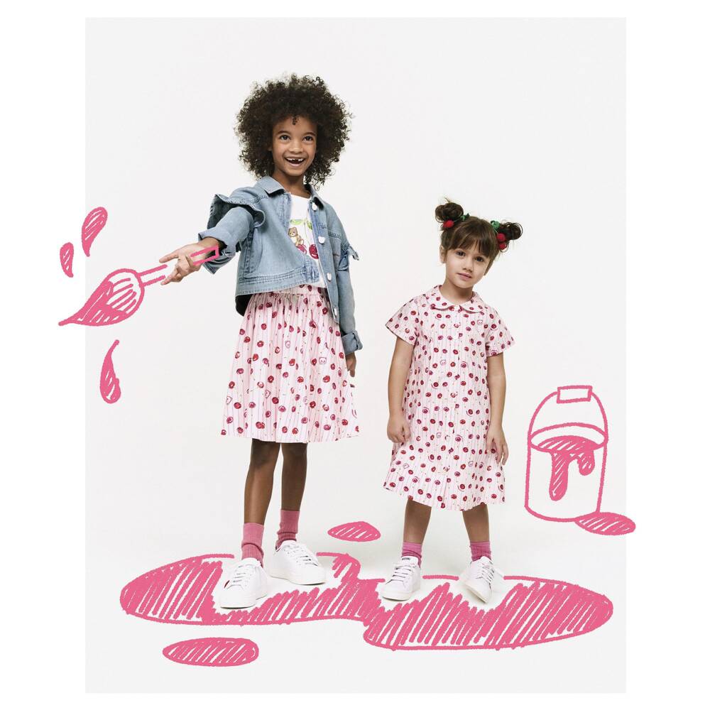 Moschino-جاكيت دنيم مزين بالكشكش والكريستال لون أزرق للبنات | Childrensalon