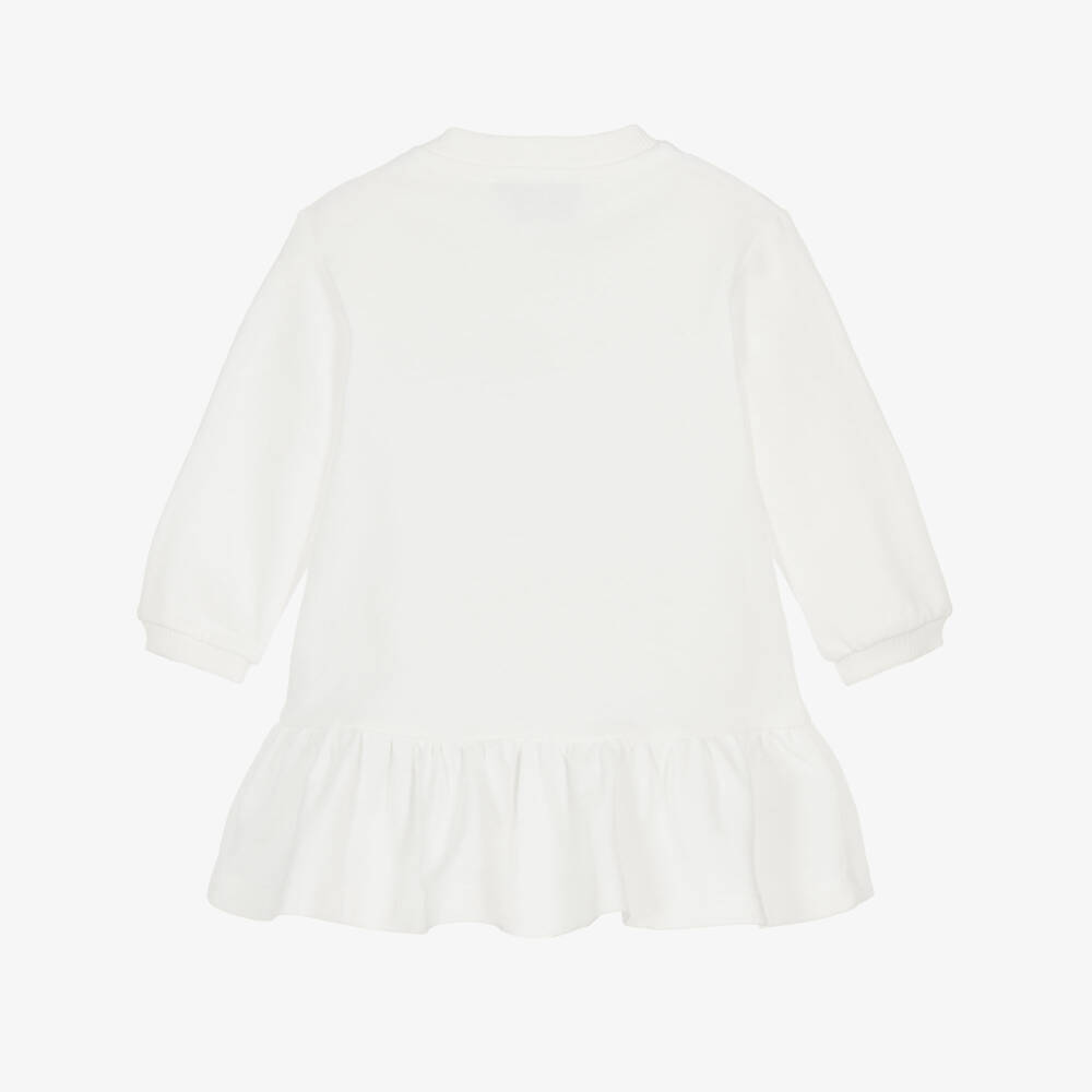 Moschino-فستان بشعار الدب تيدي قطن لون عاجي للبنات الرضع | Childrensalon