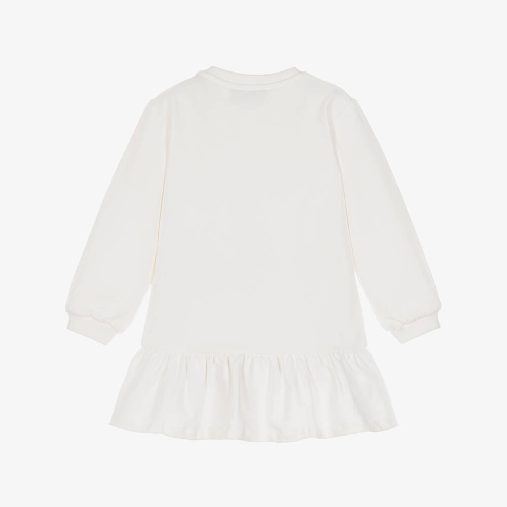 Moschino-Girls Ivory Graphic Print Sweatshirt Dress | Childrensalon
