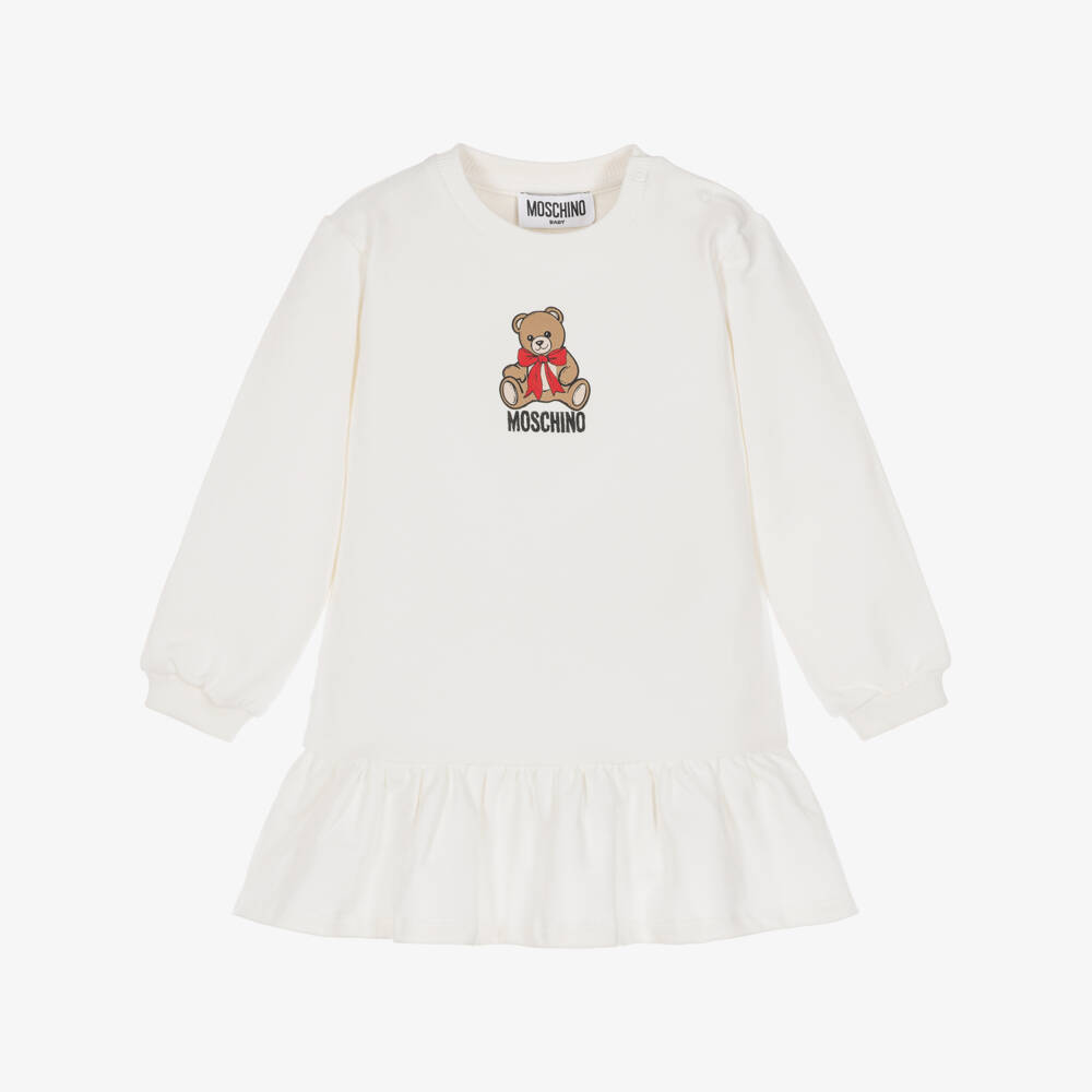 Moschino-Girls Ivory Graphic Print Sweatshirt Dress | Childrensalon