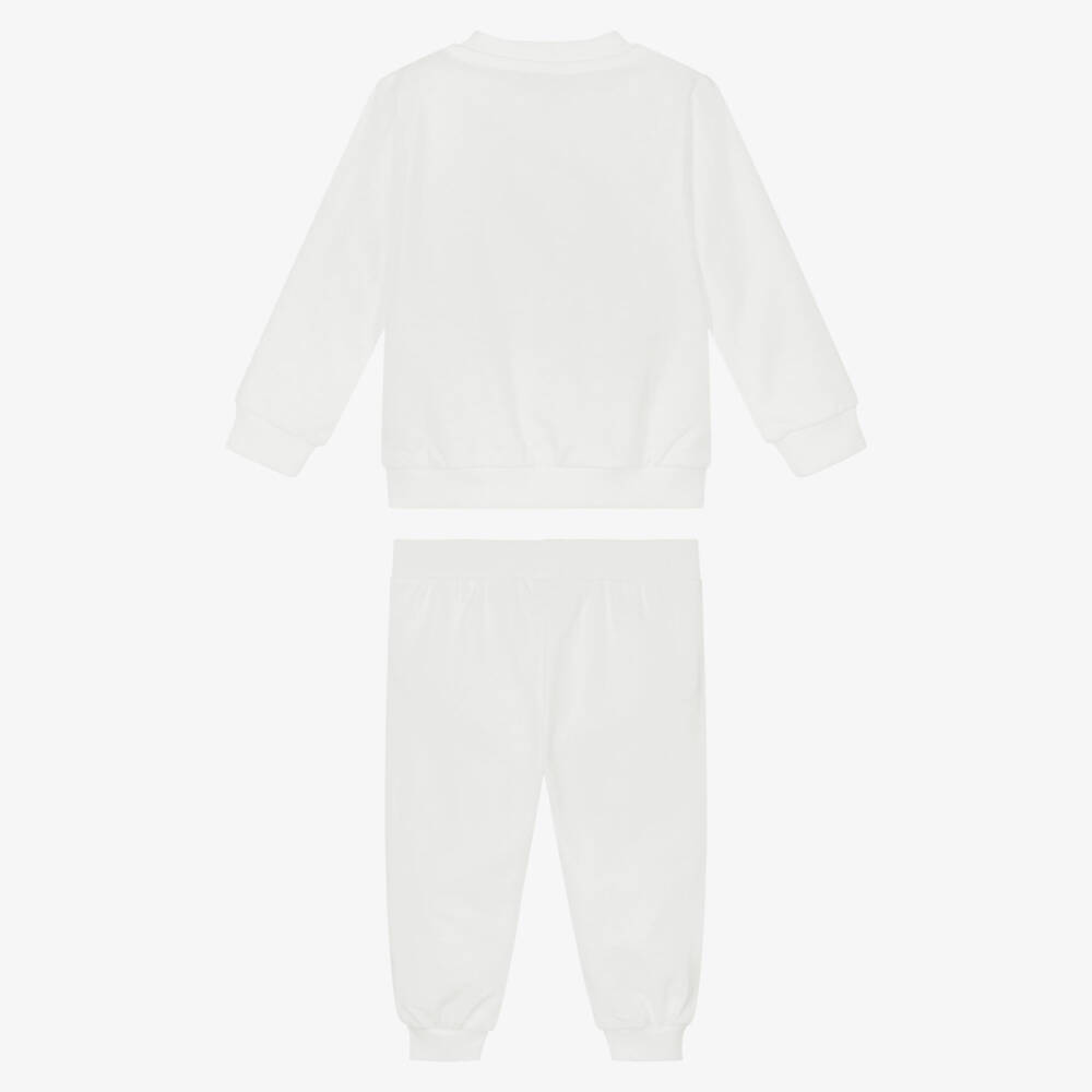 Moschino-Girls Ivory Rainbow Logo Cotton Tracksuit | Childrensalon