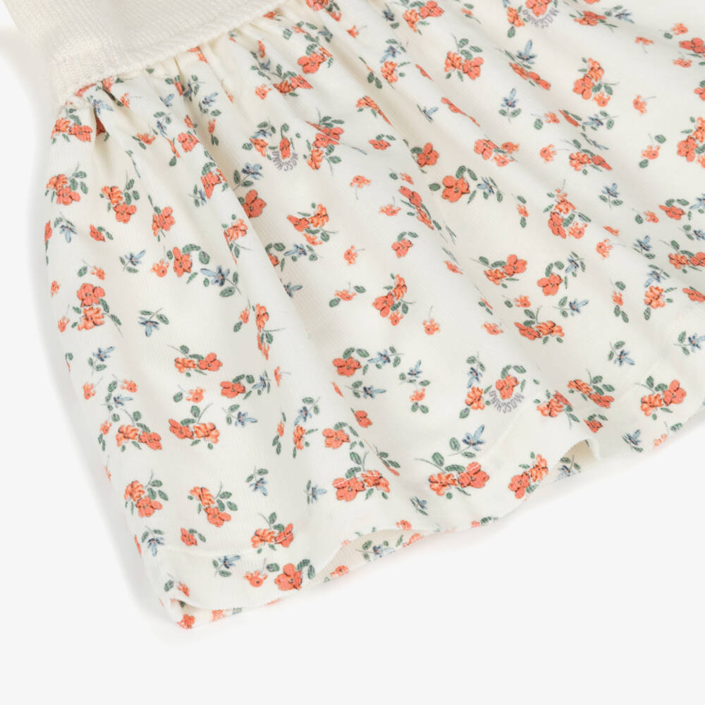 Moschino-Платье кремовое из шерсти и цветочного вельвета для девочек | Childrensalon