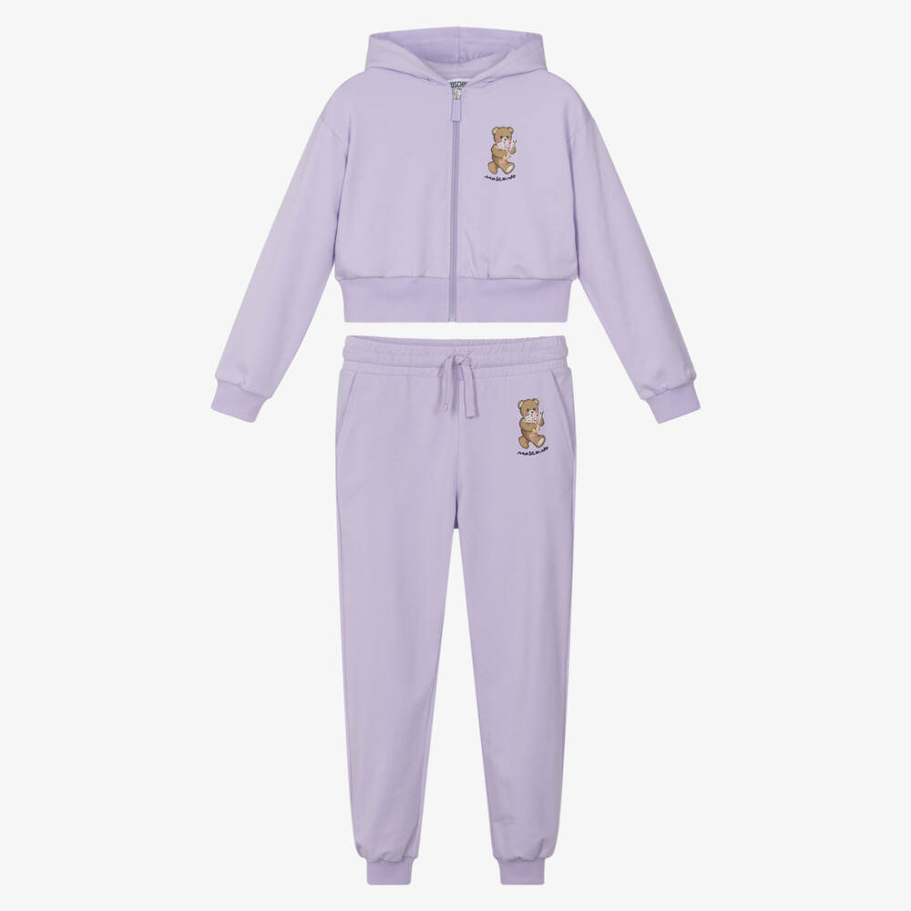 Moschino-Girls Lilac Purple Moschino Bear Tracksuit | Childrensalon