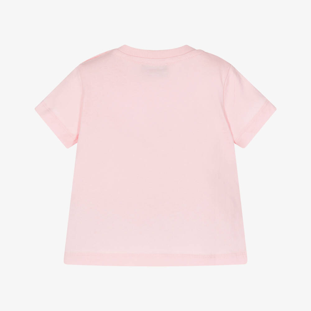 Moschino-Girls Pale Pink Cotton Teddy Bear T-Shirt | Childrensalon