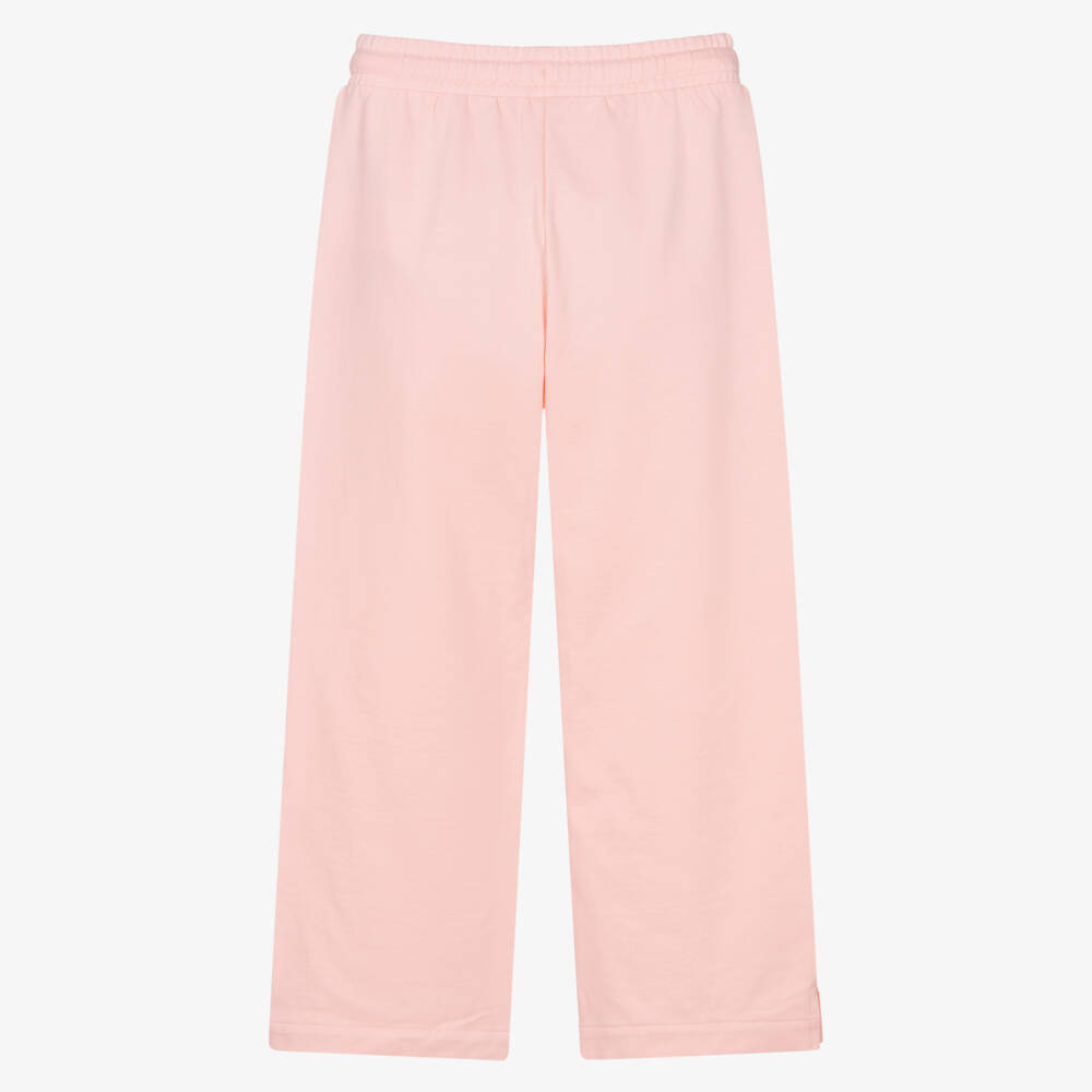 Moschino-Girls Pastel Pink Cotton Jersey Joggers with Logo Print | Childrensalon
