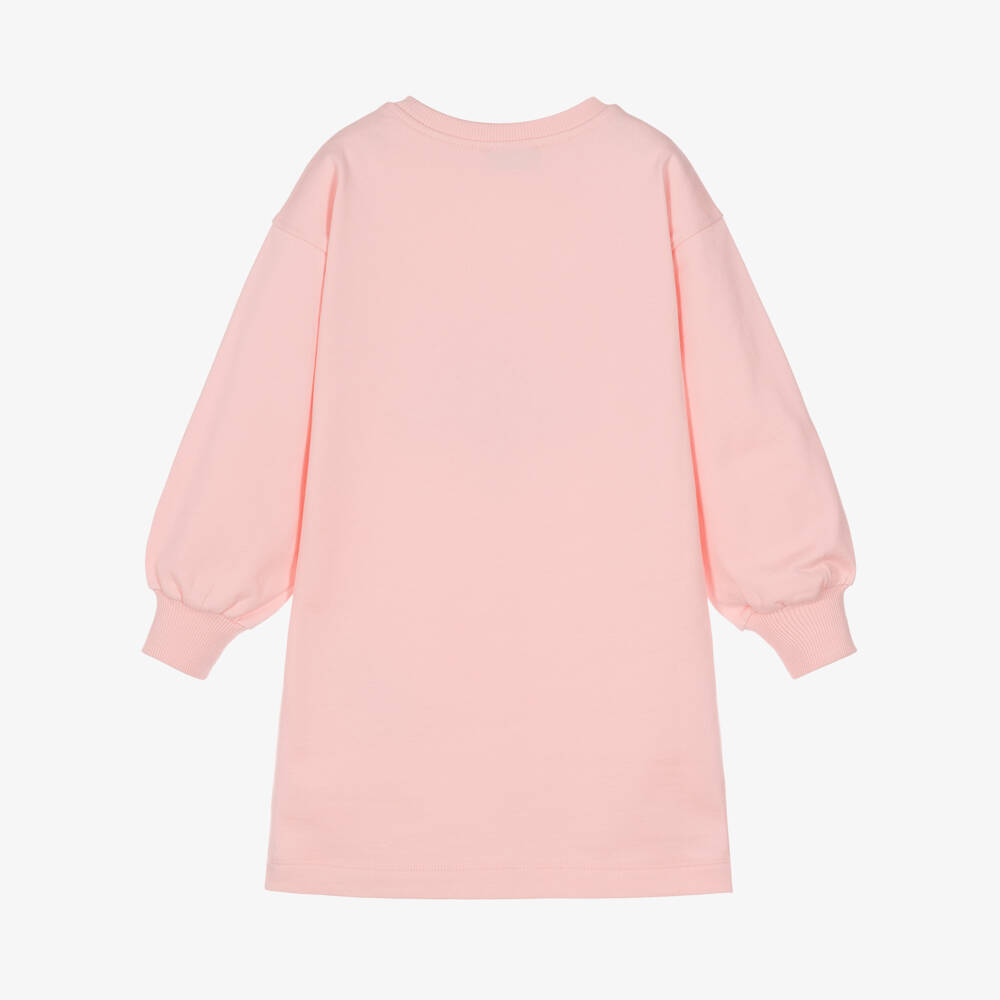 Moschino-Girls Pink Brushback Cotton Sweatshirt Dress | Childrensalon