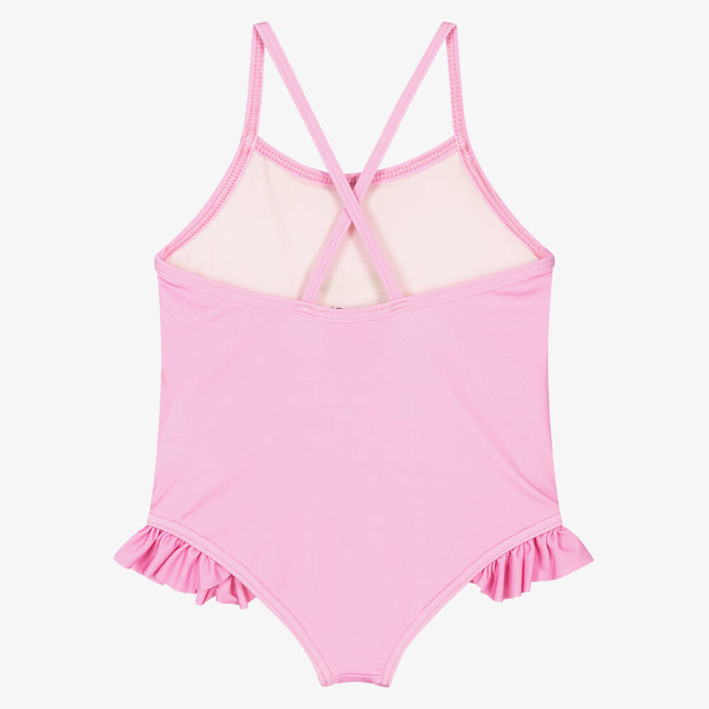 Moschino-Girls Pink Cherry & Teddy Print Swimsuit | Childrensalon