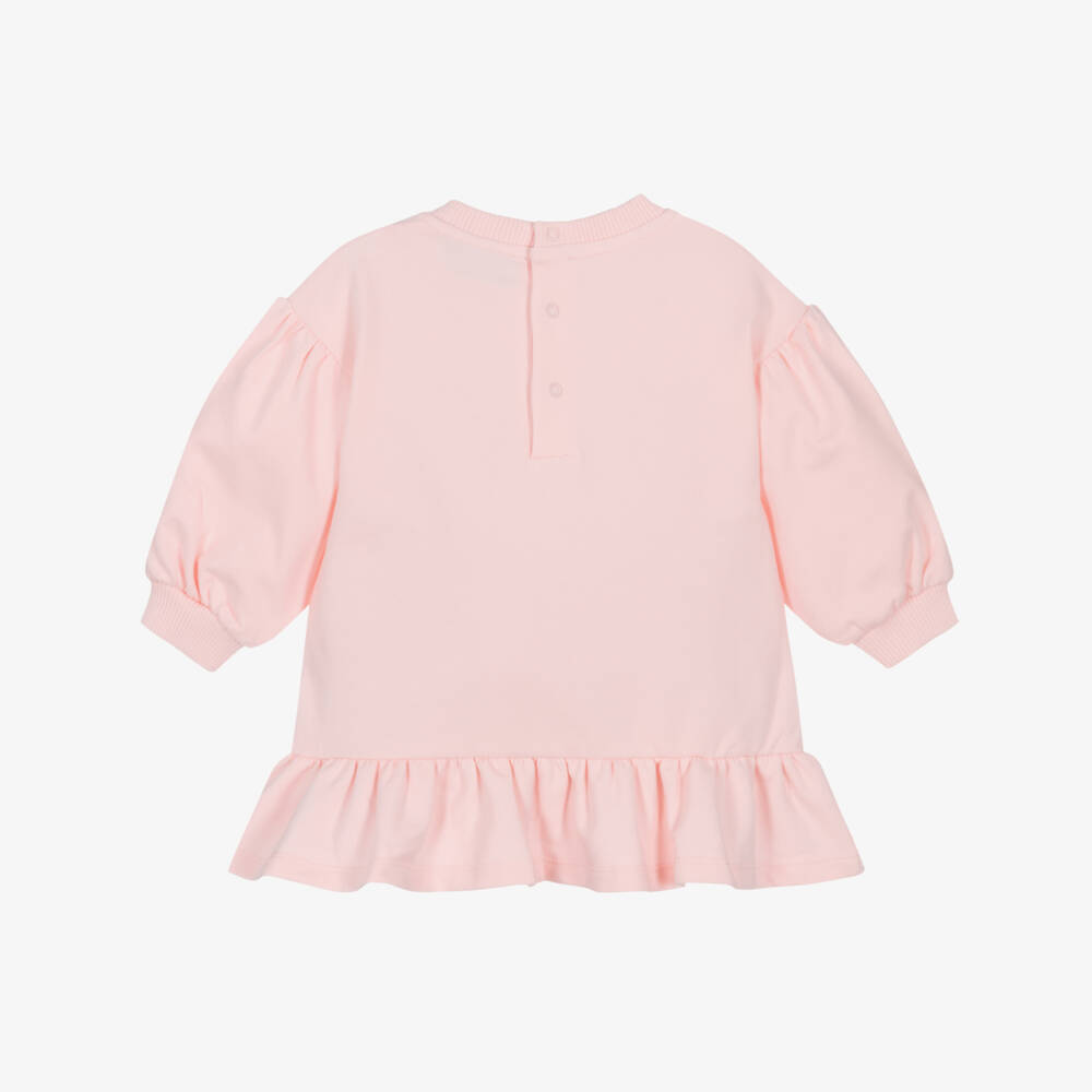 Moschino-فستان بطبعة دب تيدي قطن جيرسي لون زهري للبنات  | Childrensalon