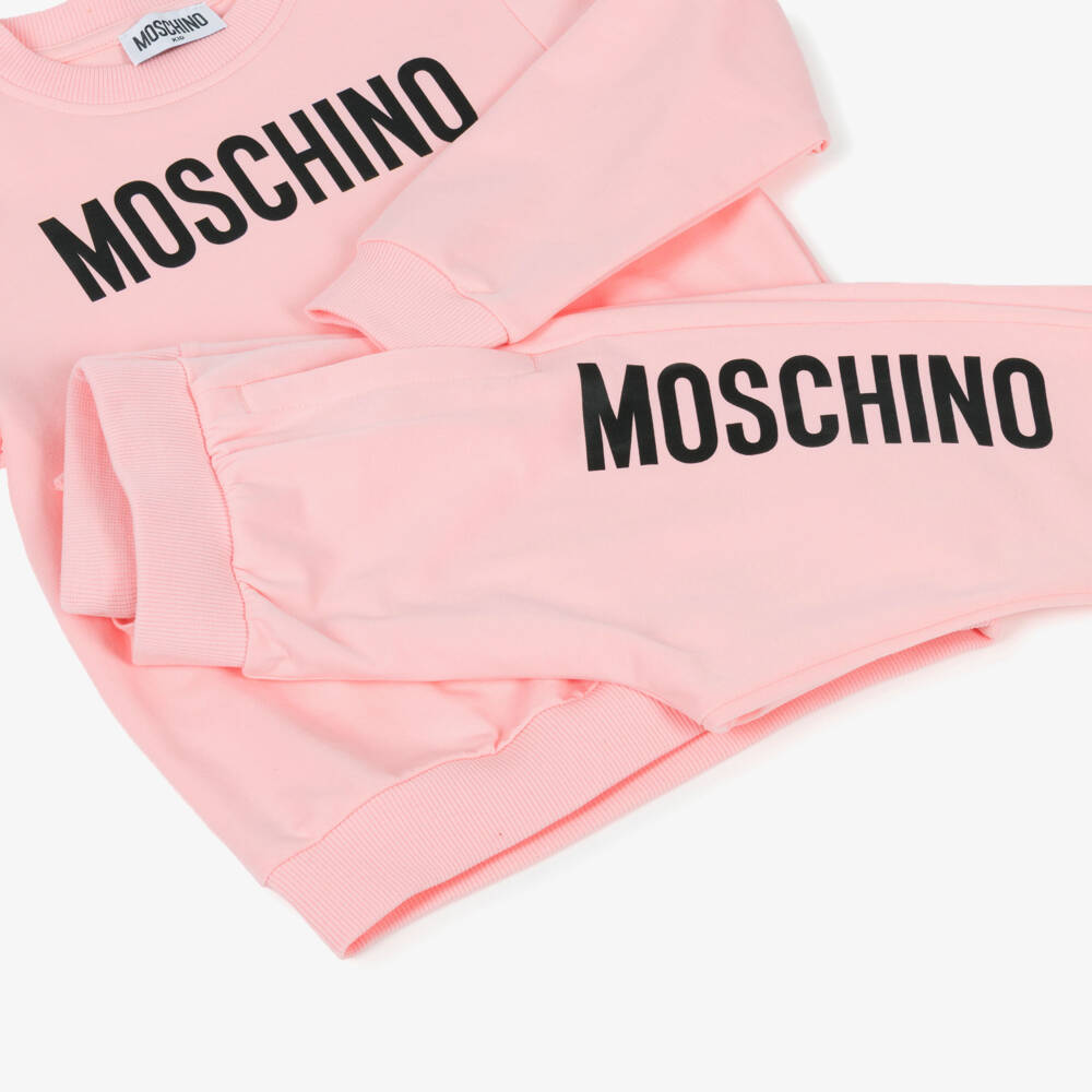 Moschino-بدلة رياضية قطن لون زهري للبنات | Childrensalon