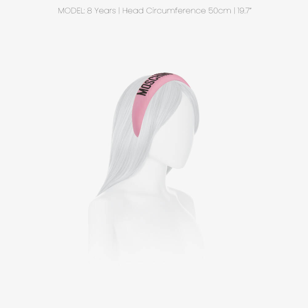 Moschino-Girls Pink Cotton Padded Logo Hairband | Childrensalon
