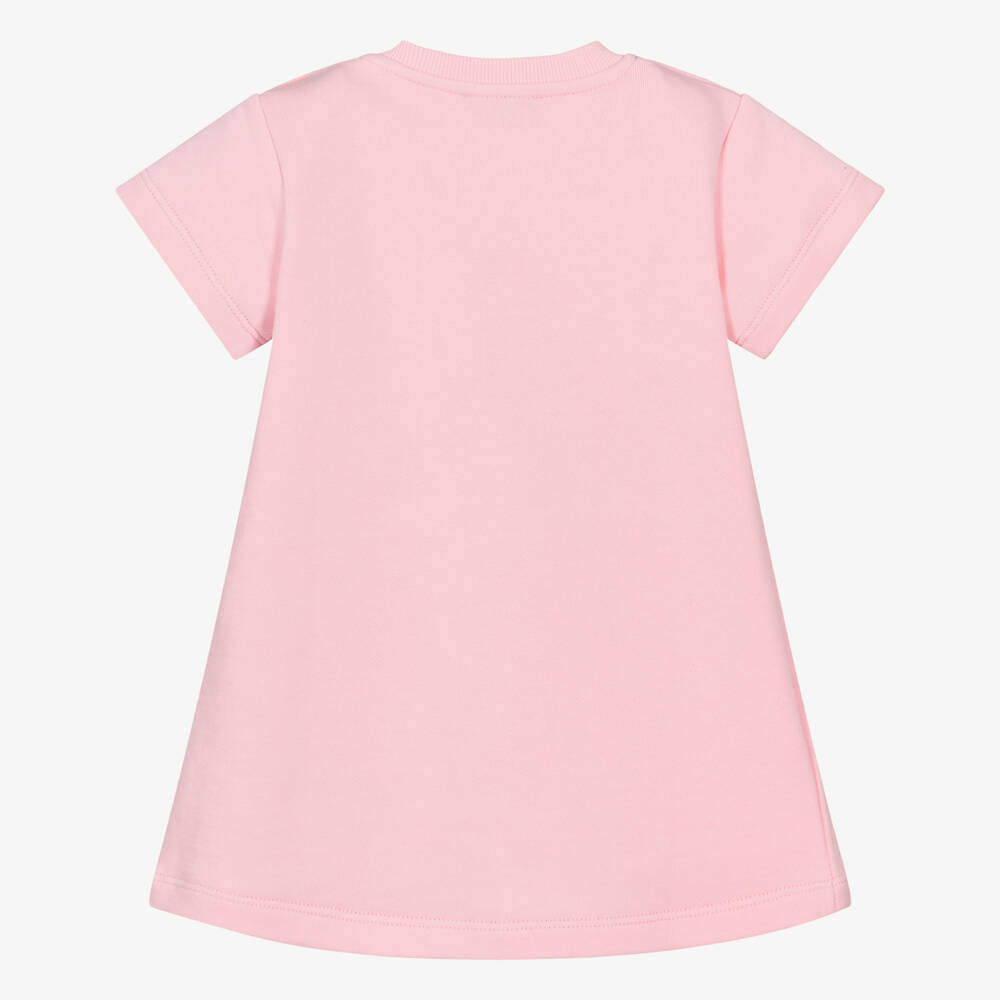Moschino-Girls Pink Cotton Teddy Bear & Heart Sweatshirt Dress | Childrensalon