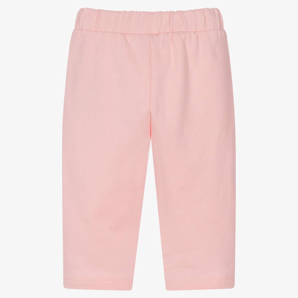 Moschino-Girls Pink Cotton Teddy Bear Joggers | Childrensalon