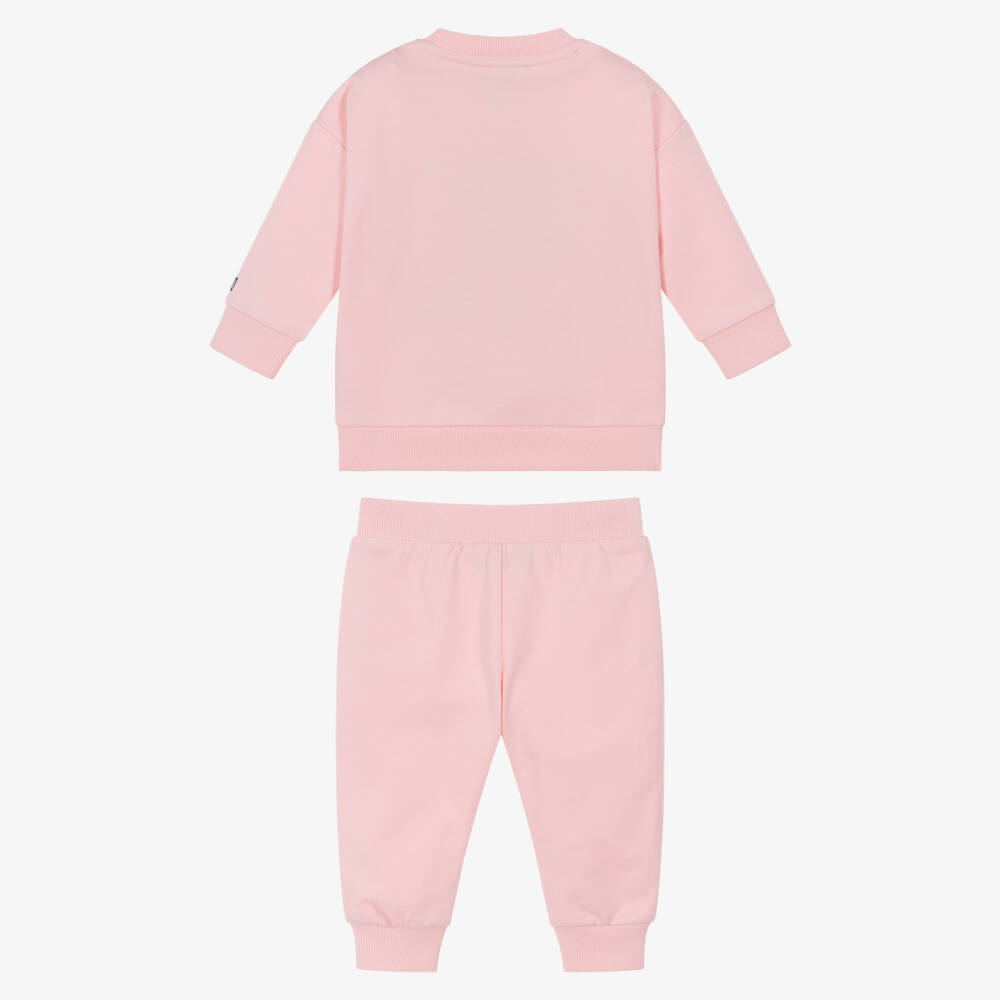 Moschino-Girls Pink Cotton Tracksuit with Teddy Bear Pocket | Childrensalon