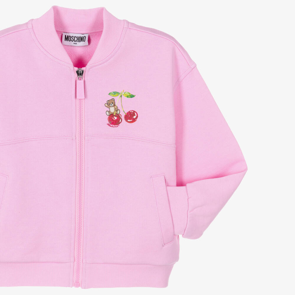 Moschino-Girls Pink Cotton Tracksuit with Teddy & Motif | Childrensalon