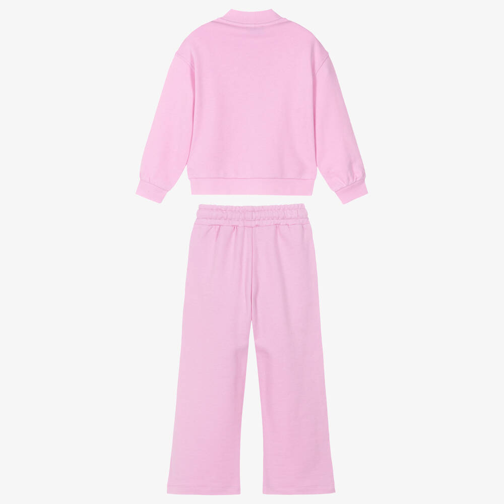 Moschino-Girls Pink Cotton Tracksuit with Teddy & Motif | Childrensalon