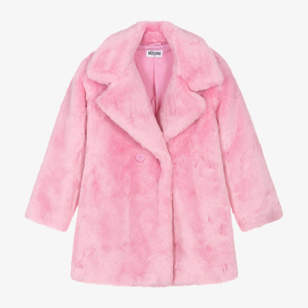 Moschino Kid-Teen - Girls Pink Faux Fur Coat | Childrensalon