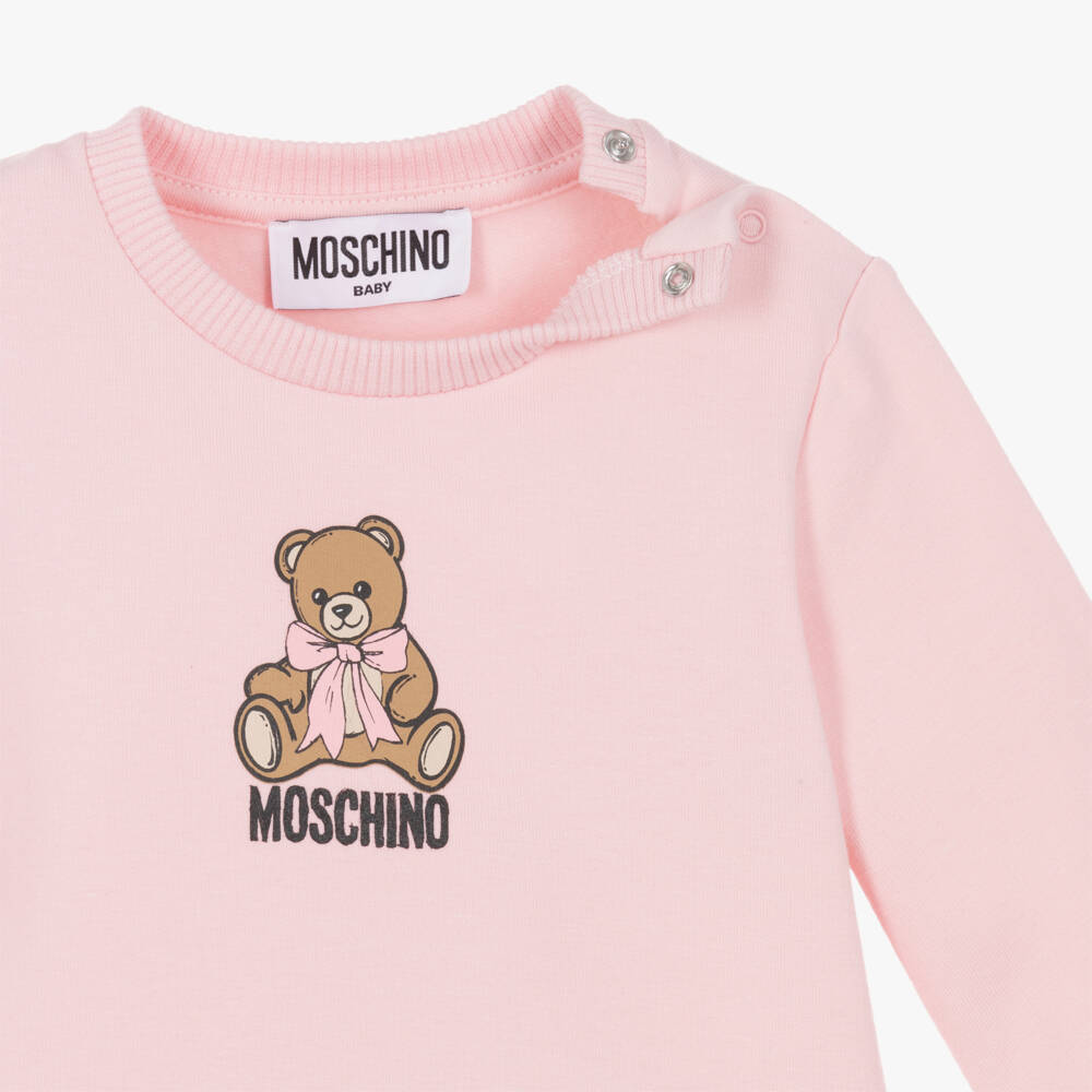 Moschino-Girls Pink Jersey Dress with Moschino Teddy Bear | Childrensalon