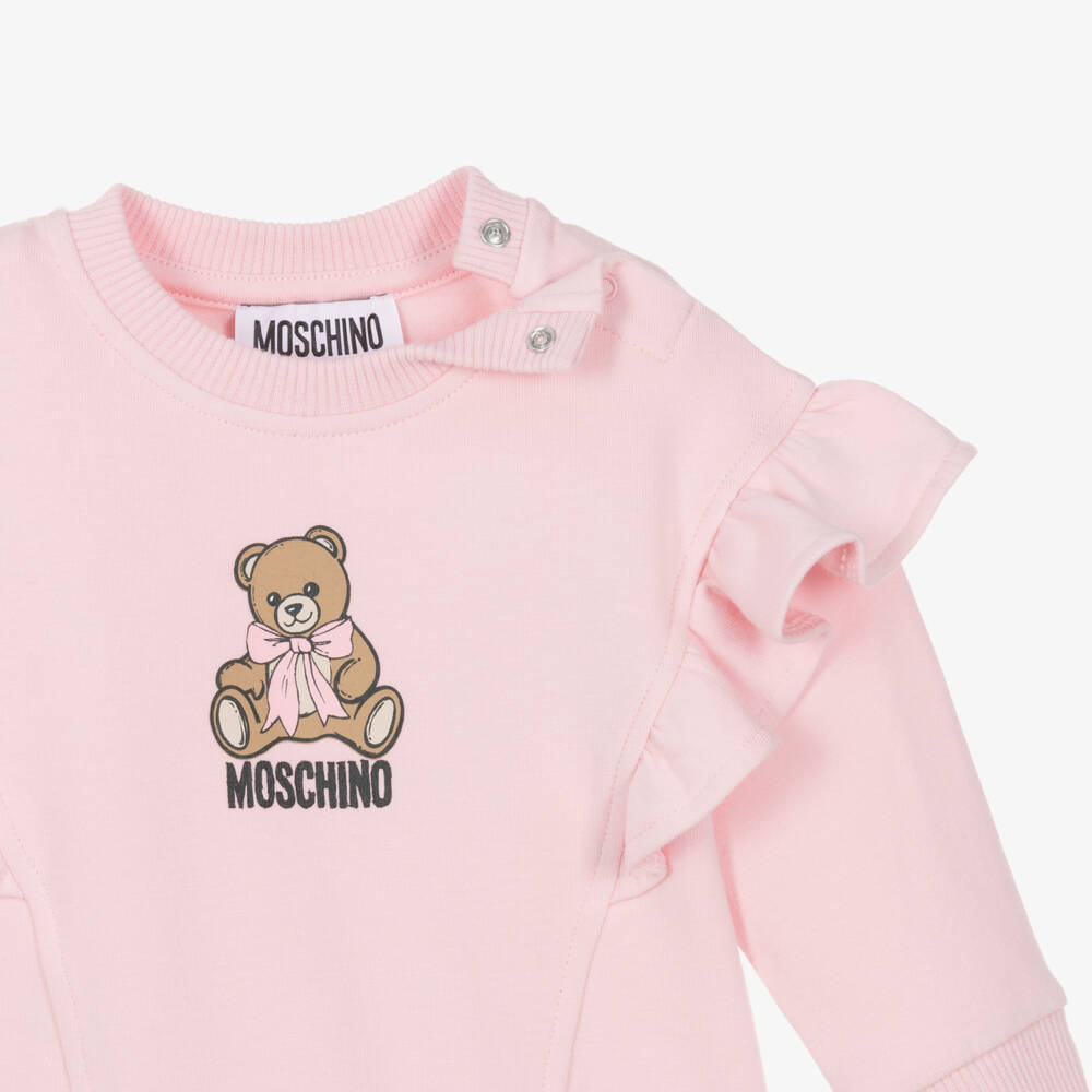 Moschino-Girls Pink Jersey Sweatshirt with Moschino Teddy Bear | Childrensalon