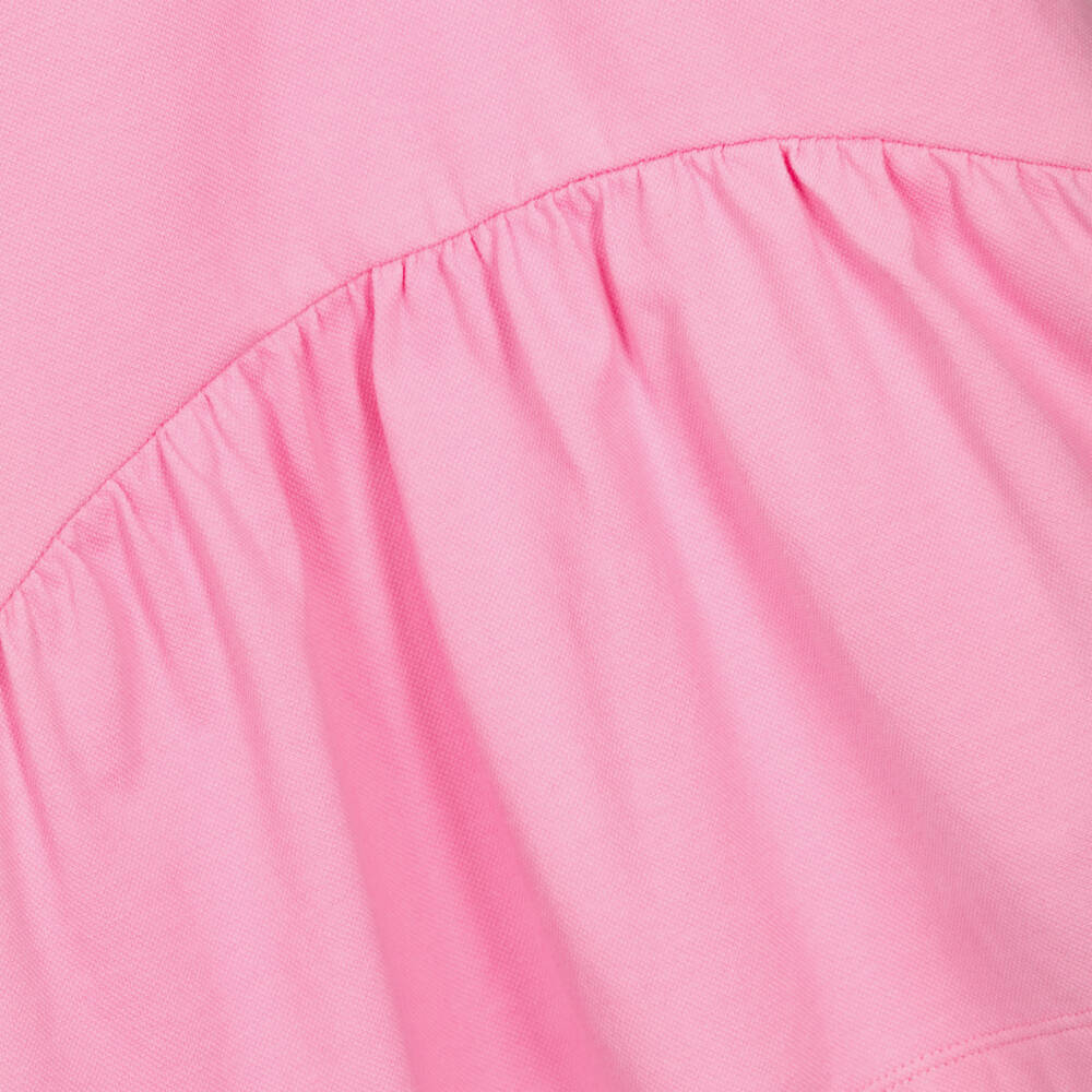 Moschino-Girls Pink Piqué Teddy Bear Dress with Shaped Hem | Childrensalon
