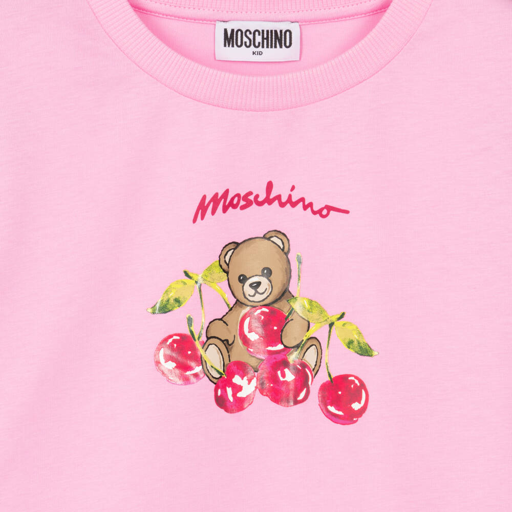 Moschino-Girls Pink & Red Cotton Cherry Print Shorts Set | Childrensalon