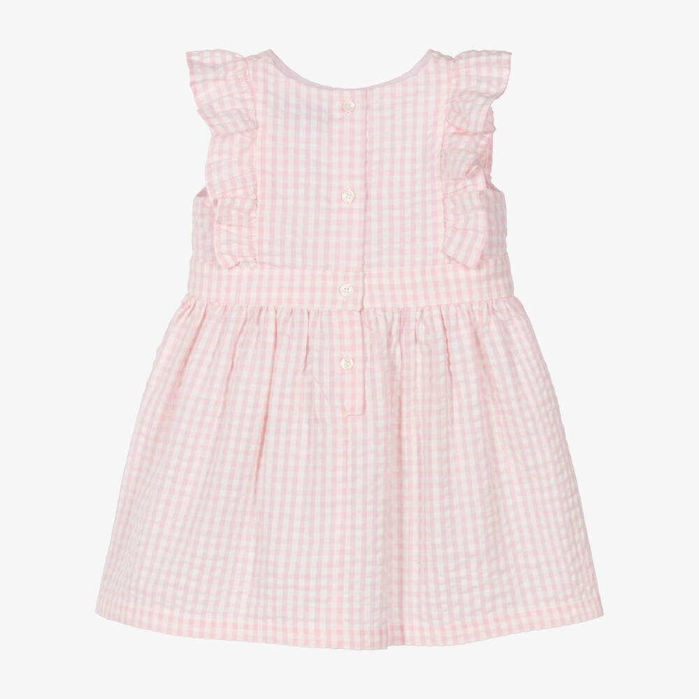 Moschino-Girls Pink & White Gingham Seersucker Dress | Childrensalon