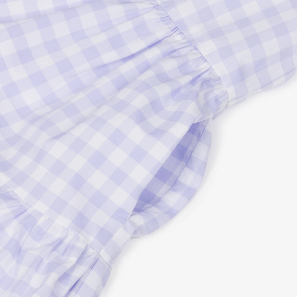 Moschino-Girls Purple & White Gingham Checked Cotton Dress | Childrensalon