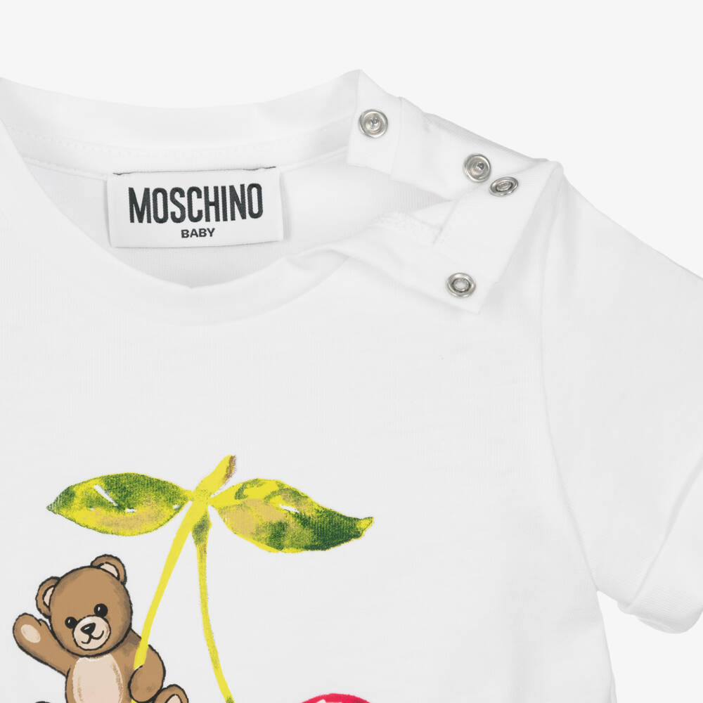Moschino-Girls Red Cotton Cherry & Teddy Bear Skirt Set | Childrensalon