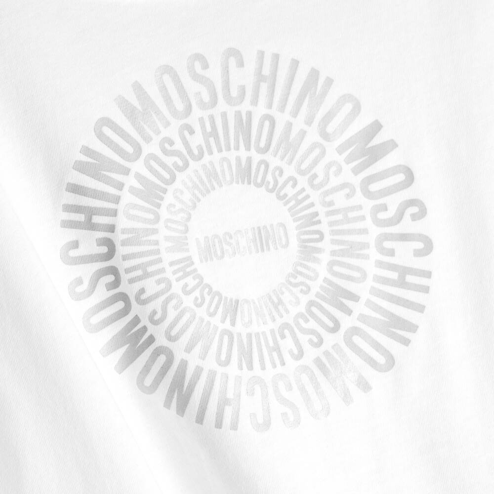 Moschino-تيشيرت قطن جيرسي بقصة مربعة لون أبيض للبنات | Childrensalon