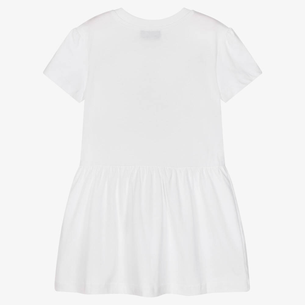 Moschino-Girls White Cotton Teddy Bear Dress | Childrensalon
