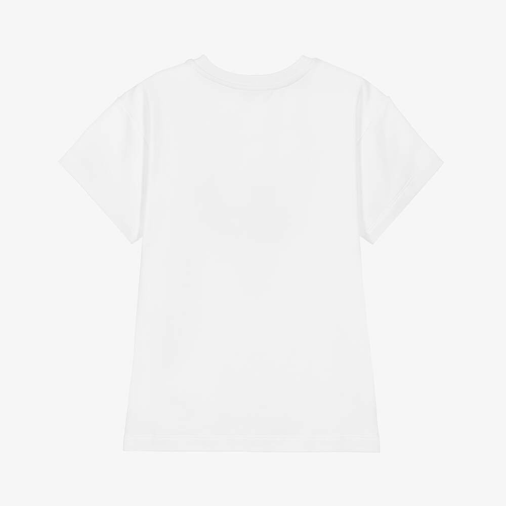 Moschino-Girls White Sweatshirt Dress with Embroidered Teddy Bear | Childrensalon